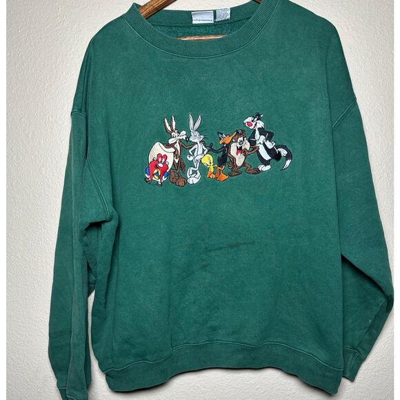 🟢 Looney Tunes EmbroideredSweatshirt – Classic Tunes Size L